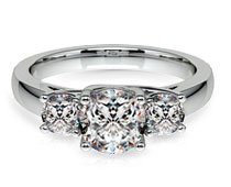 Featured Jewelry - Three Stone Trellis Engagement Ring in White Gold