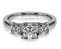 Featured Jewelry - Three Stone Trellis Engagement Ring in White Gold